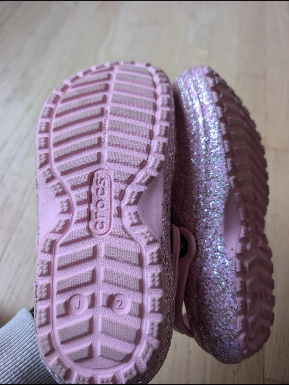 CROCS Kids Glitter Clog with Plush Lining - Light Pink